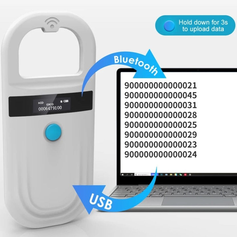 Chipleser 134.2KHz 125kHz RFID leser / Microchip skanner