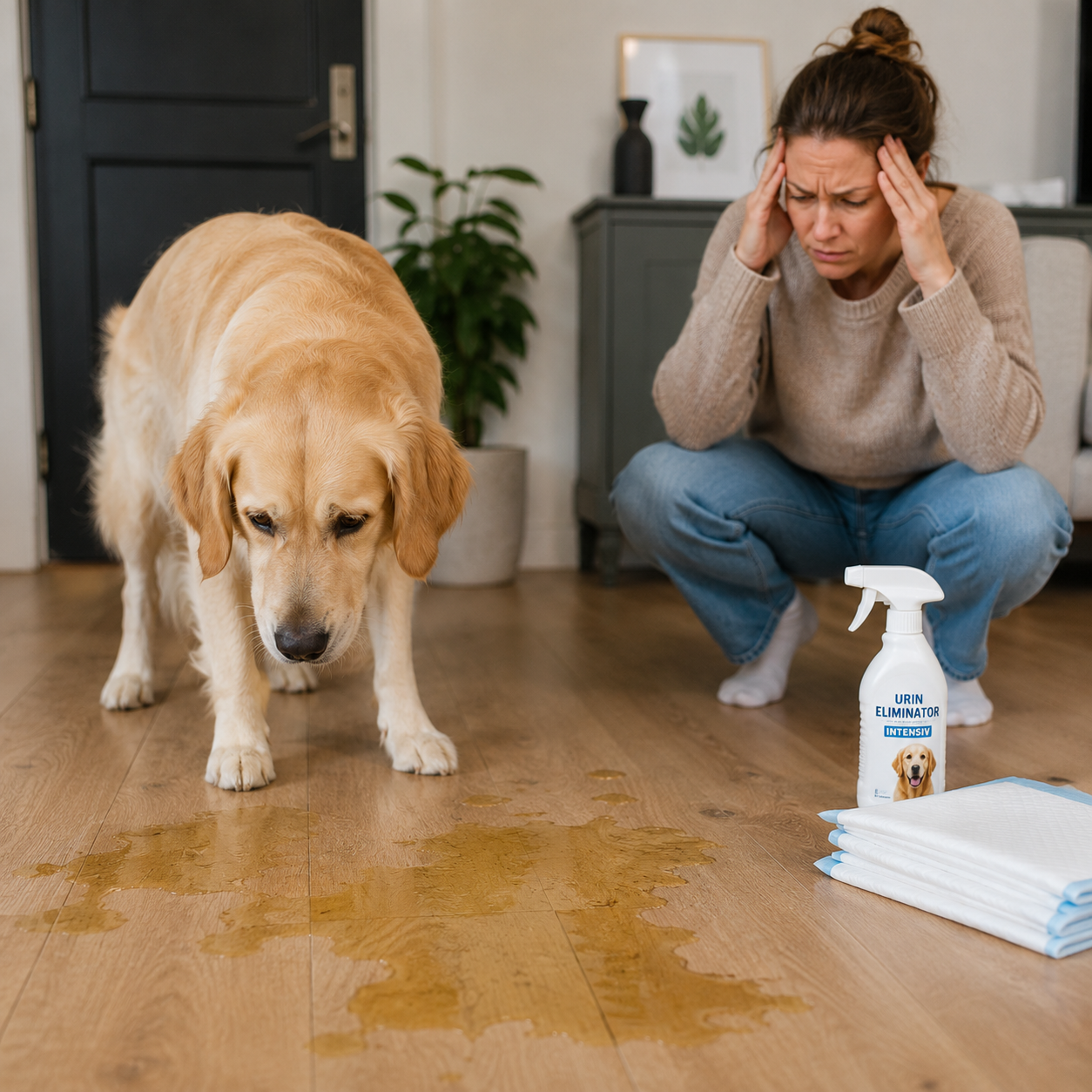 Hund tisser inne etter operasjon: Slik håndterer du uhell, urinlukt og rengjøring