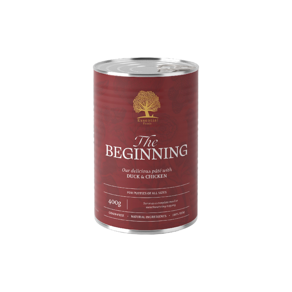 The Beginning Pâté 400 g – Kornfri våtpâté med and & kylling til valper