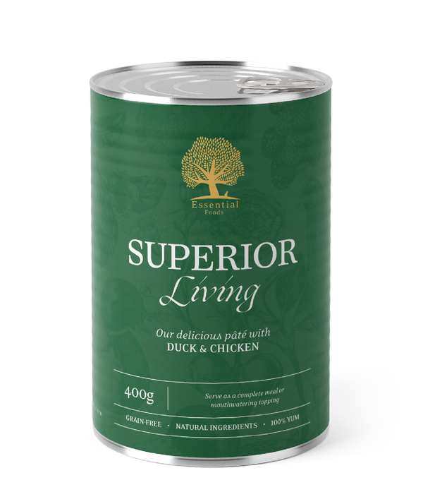 Superior Living Pâté 400g – Kornfri våtpâté med and og kylling