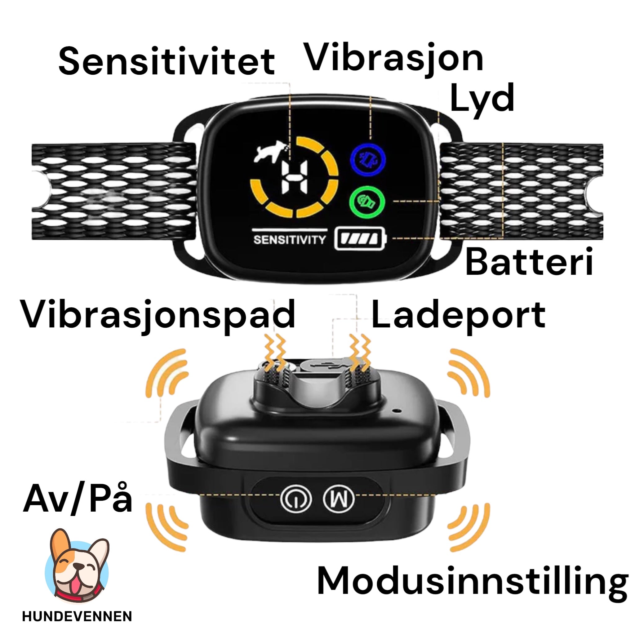 Bjeffehalsbånd med vibrasjon
