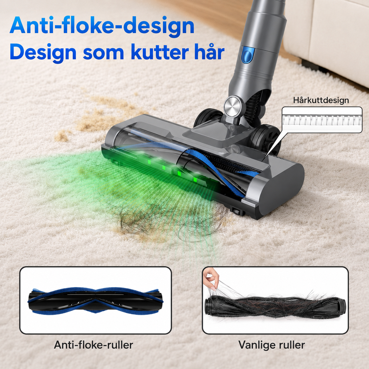 Clean X V10 gulvbørste med anti-floke design for hår og hundehår