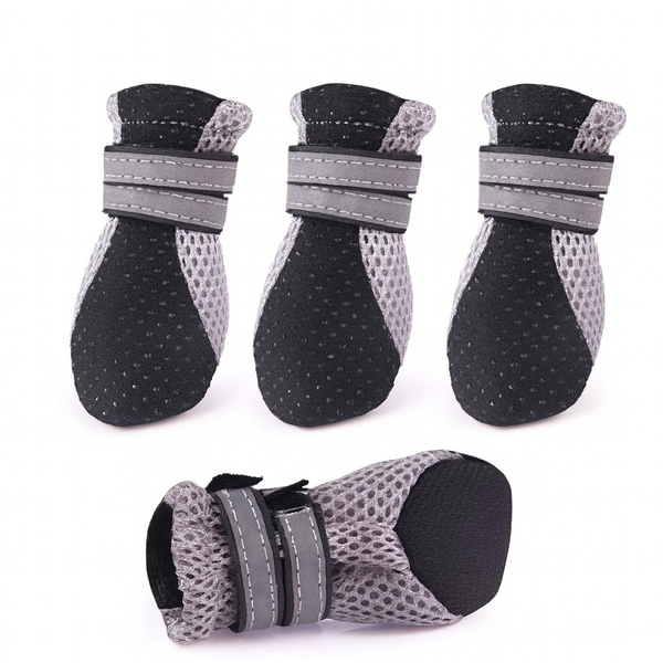 Pustende hundesokker med refleks – vanntett såle og antiskli (4 stk)