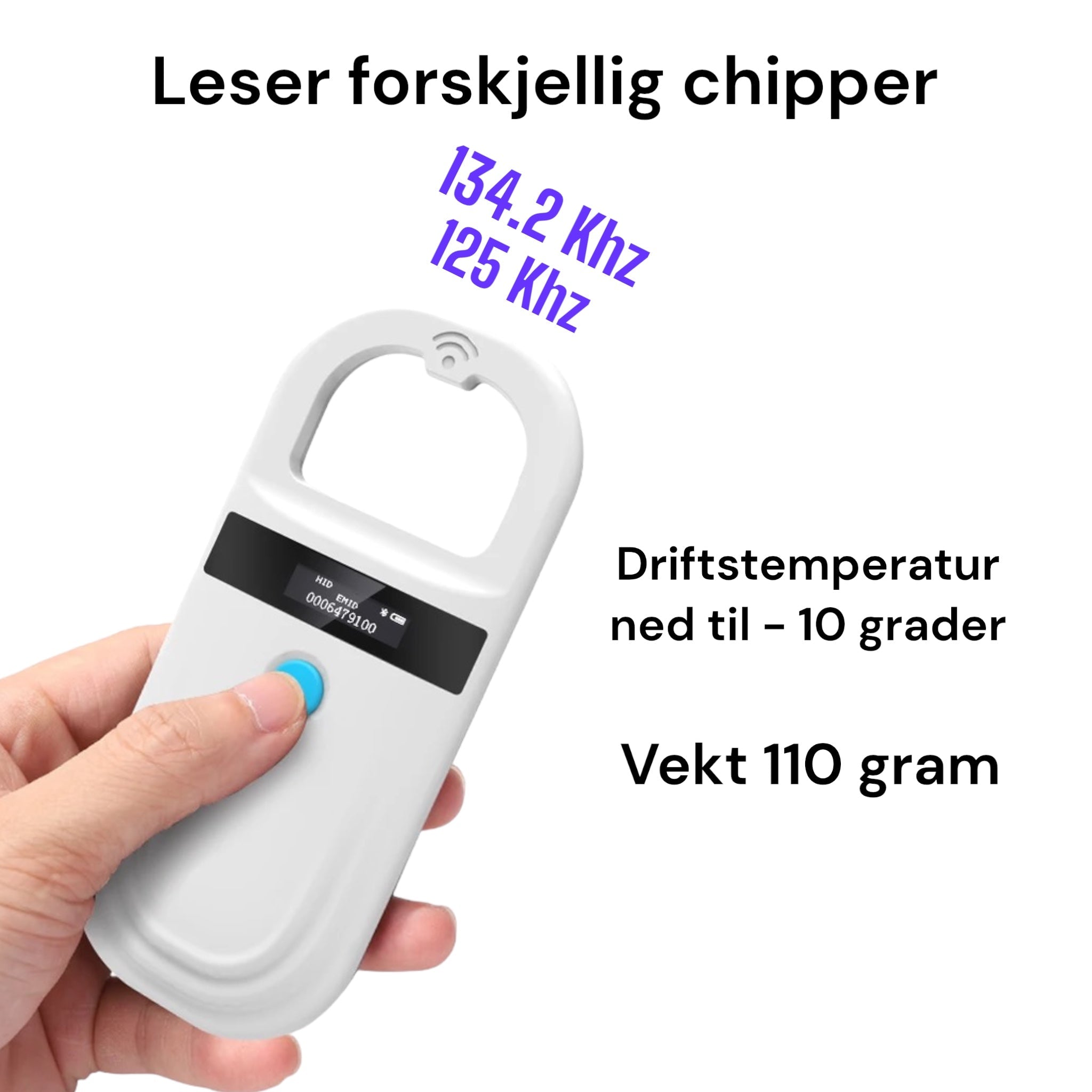 Chipleser blåtann RFID – Chip skanner for hund & katt