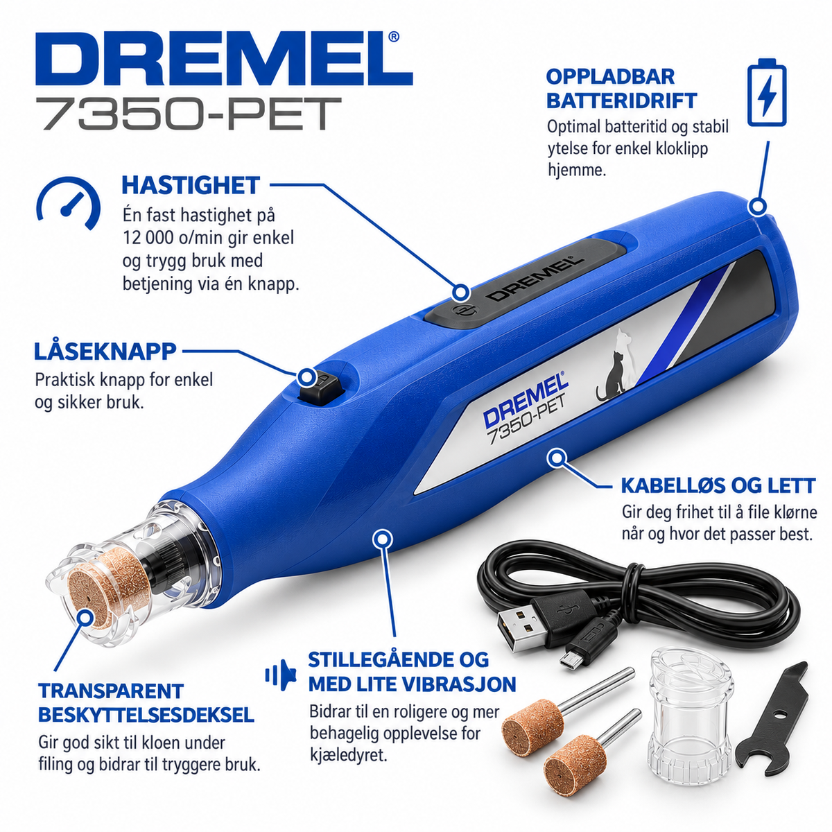 Dremel Pet 7350 – Funksjoner og egenskaper