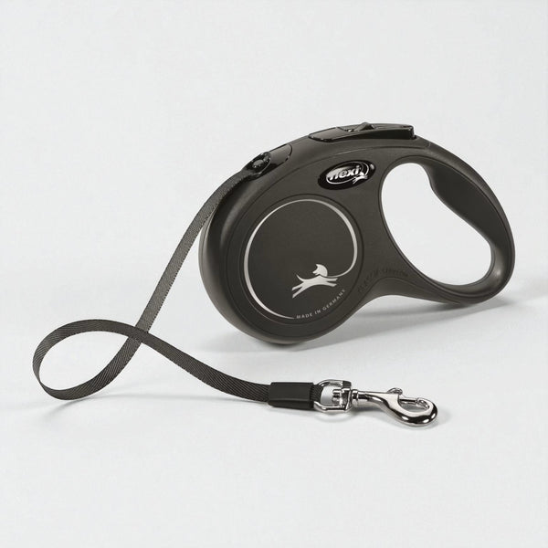 Flexi Classic Compact M – Rullekobbel 5m Tape, Sort (Opptil 25 kg)