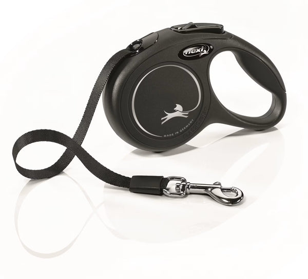 Flexi Classic Compact XS – Rullekobbel 3m Tape, Sort (Opptil 12 kg)