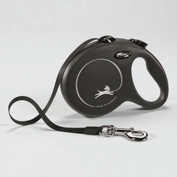 Flexi Classic Compact L – Rullekobbel 5m Tape, Sort (Opptil 50 kg)