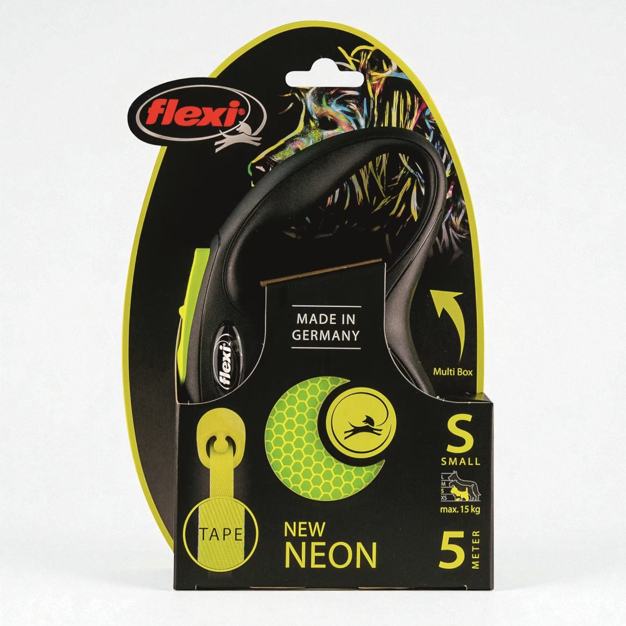 Flexi Classic New Neon S rullekobbel 5 m sort/gul
