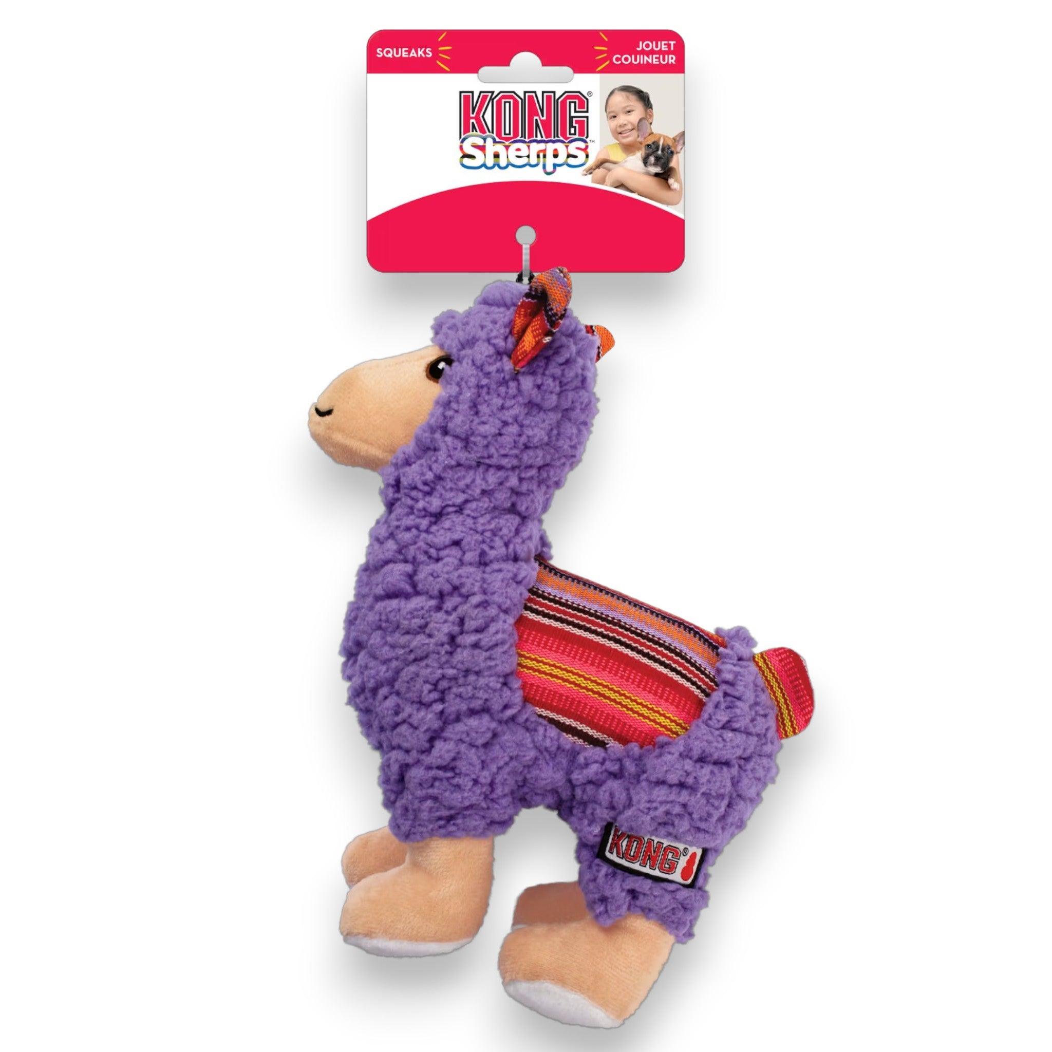 KONG Sherps Lama M – Myk hundeleke med knitrelyd og squeaker