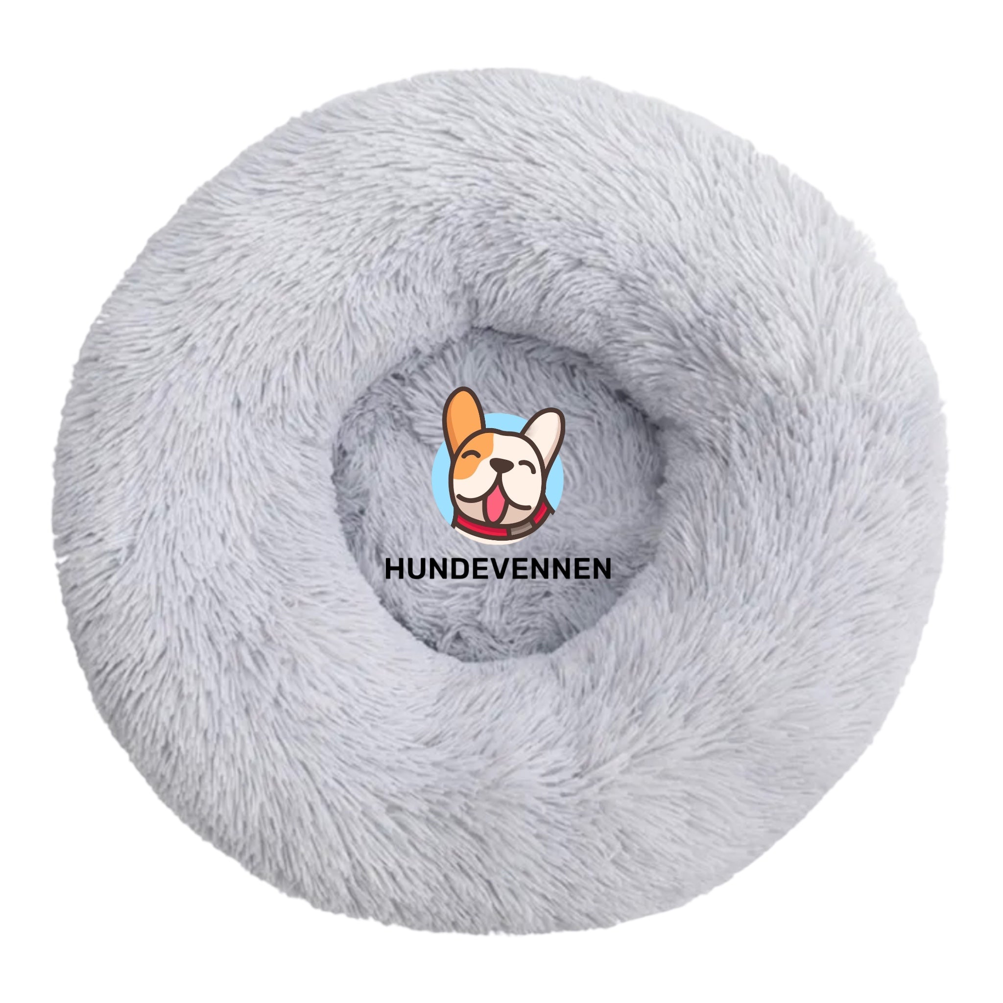 Hundeseng donut – Lys grå - Fluffy og myk seng til hund og katt (60 & 80 cm)