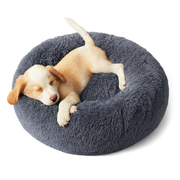 Hundeseng donut – Mørk grå - Fluffy og myk seng til hund og katt (60 & 80 cm)