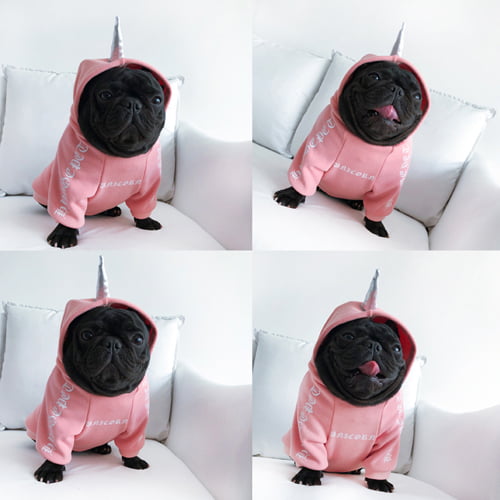 Hettegenser til hund - Rosa - Unicorn