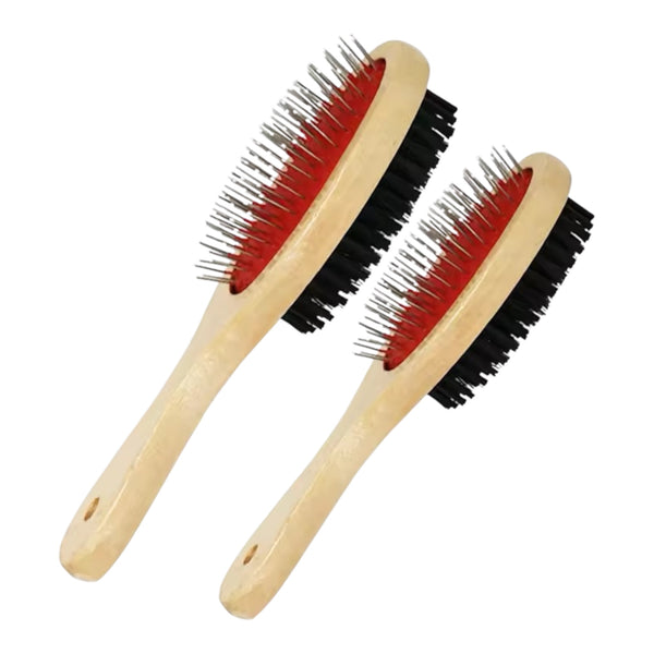 Hundebørste – 2-sidig børste med bust og metallpigger - GroomX