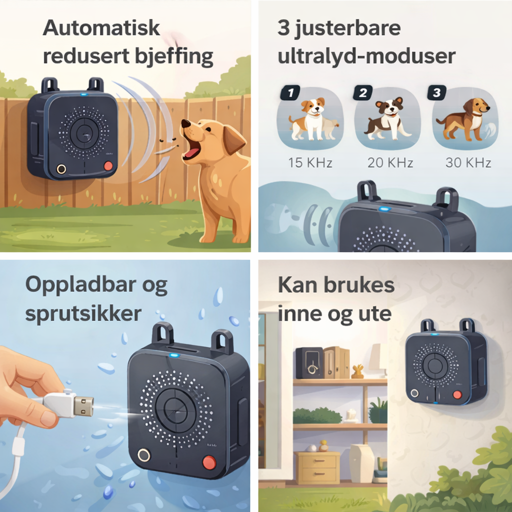 Ultralyd Anti-Bjeff Enhet – Oppladbar med 3 Moduser (15–30 kHz)