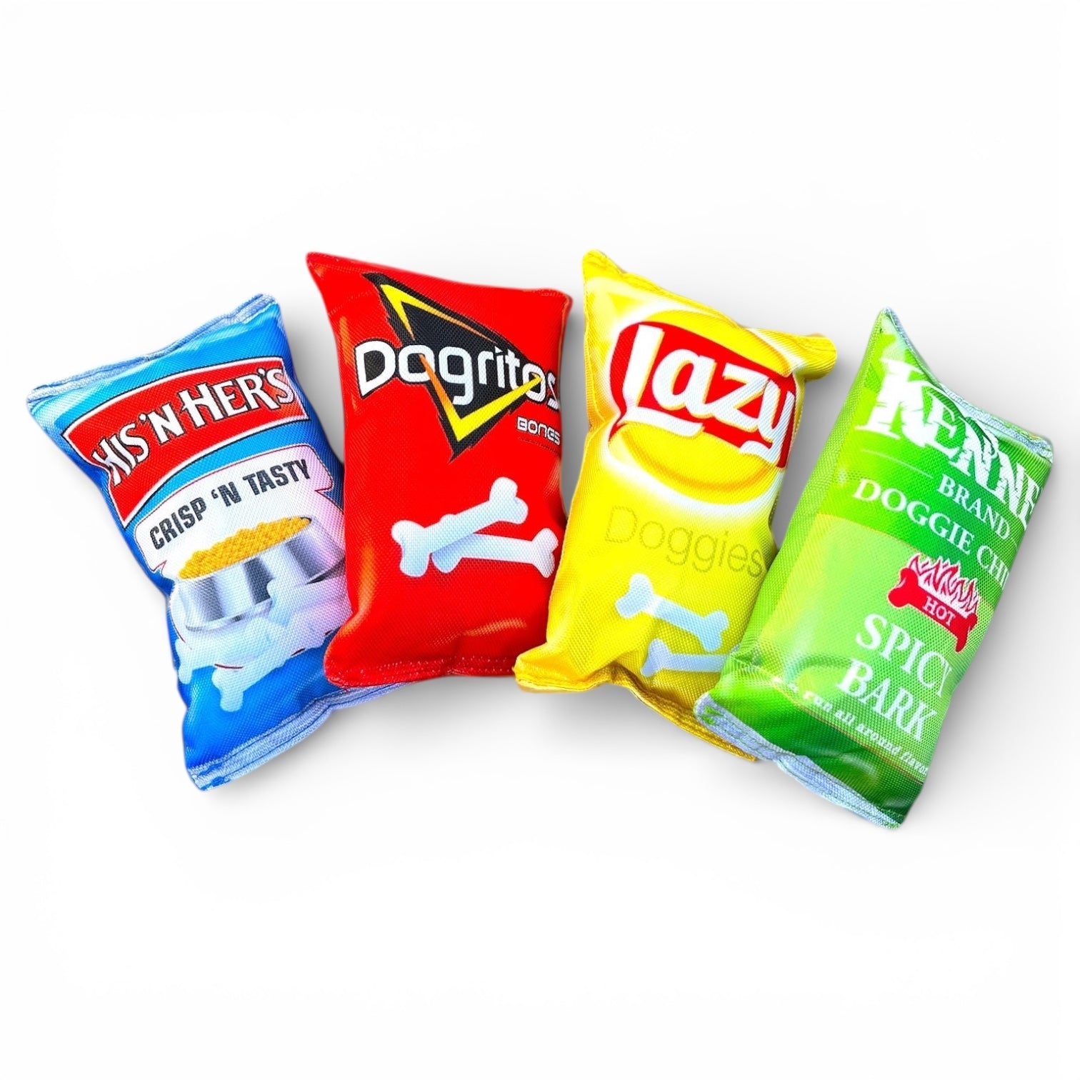 Hundeleke med piper og knitrelyd – Potetchips-design