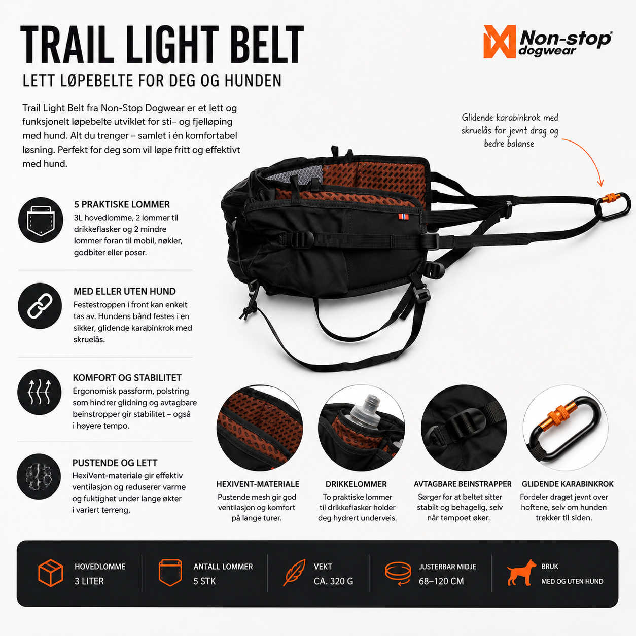 Non-Stop Dogwear Trail Light Belt