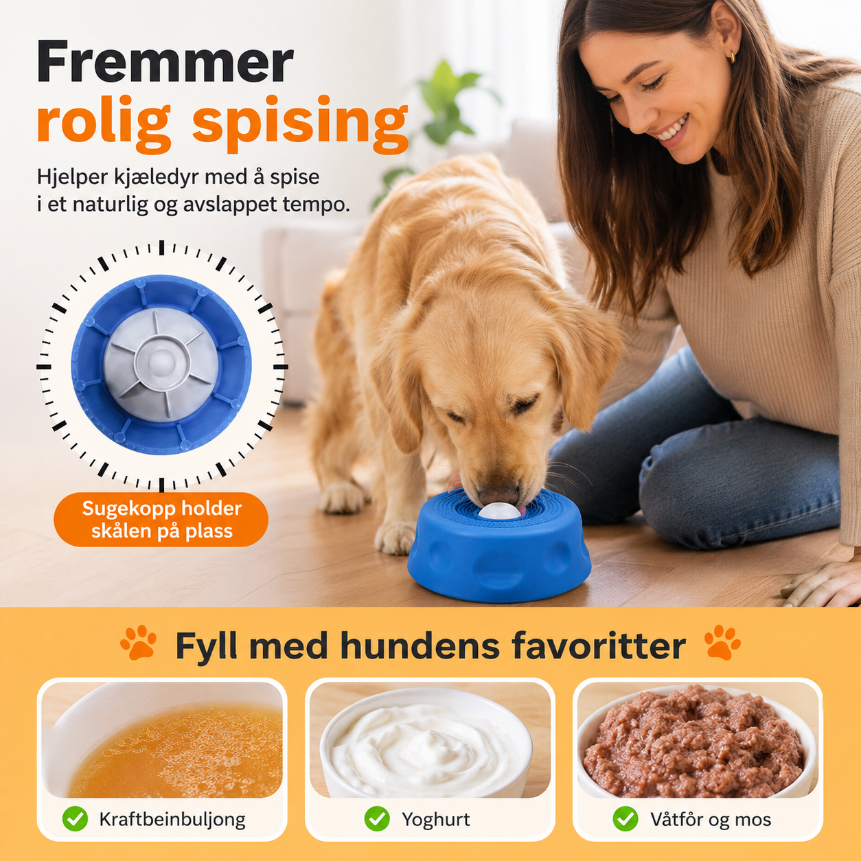 Slikkeskål med sugekopp - Slow Feeder