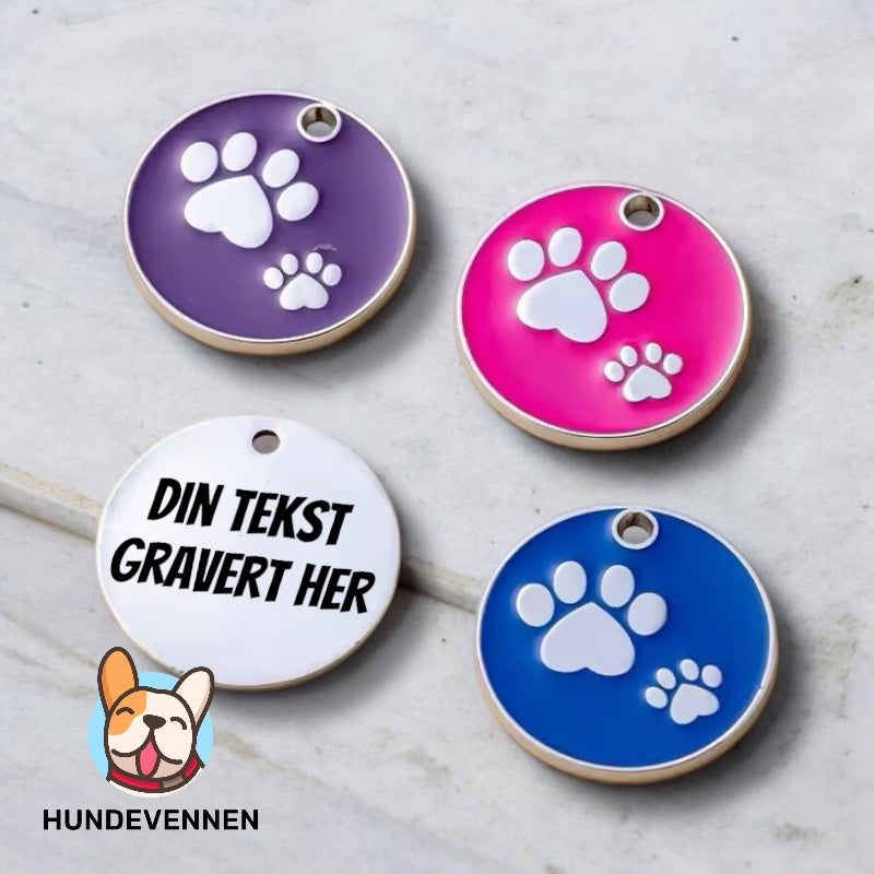 ID-brikke hund med gravering – Pote design