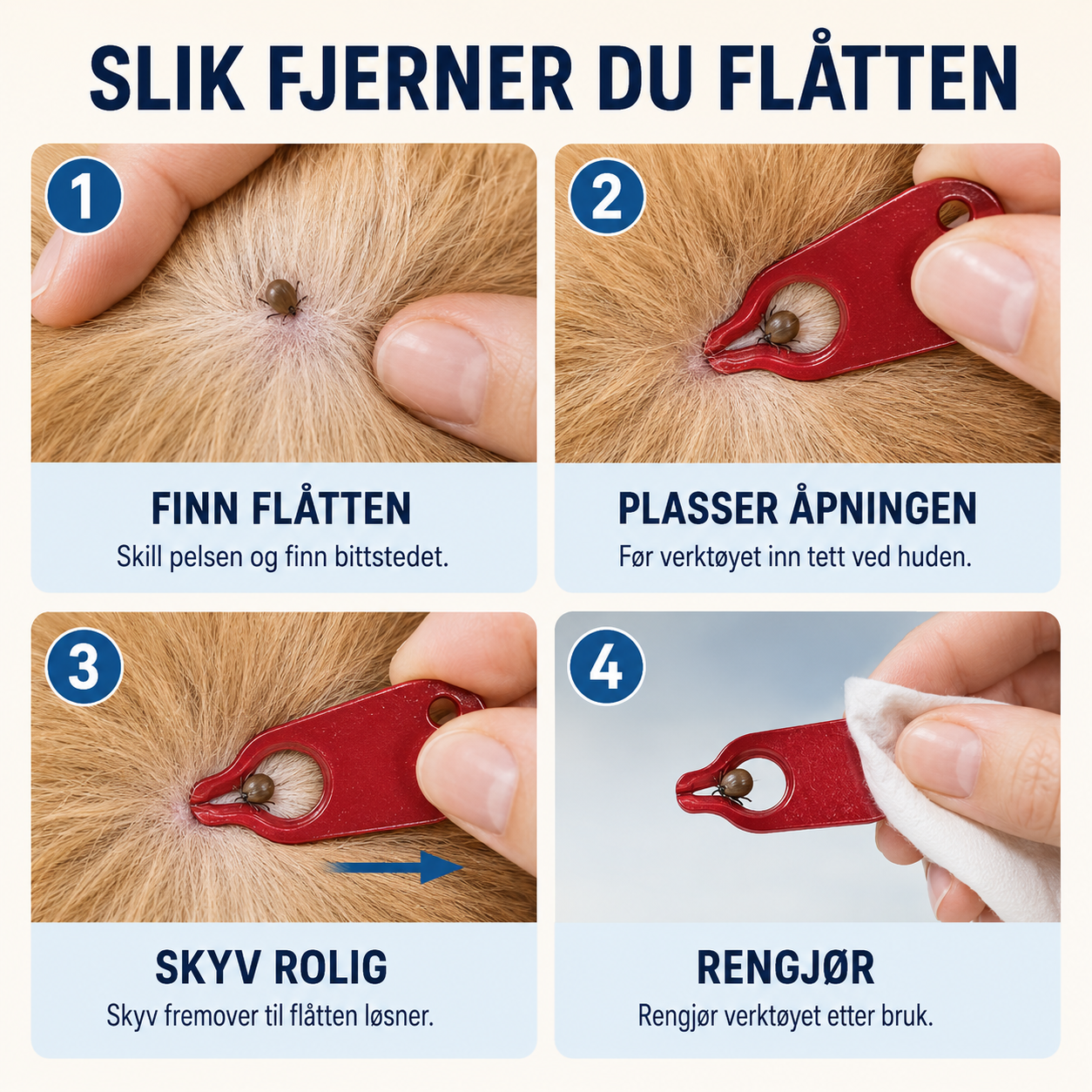 Flåttfjerner til hund og katt – i aluminium