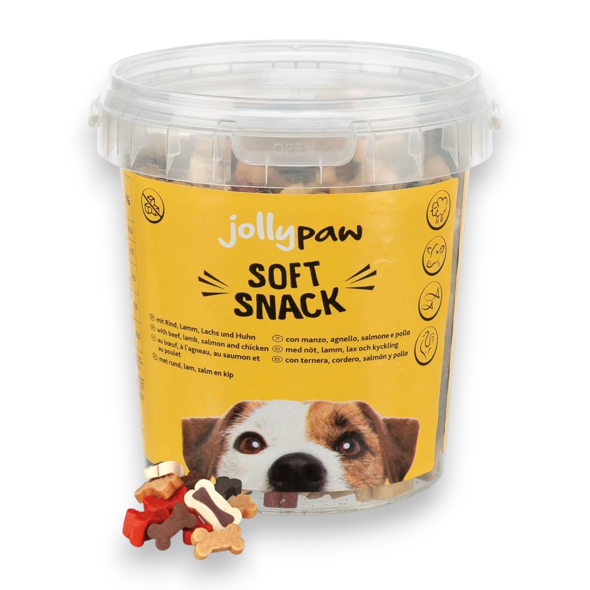 JollyPaw Soft Snack med biff, lam, kylling og laks 500 g