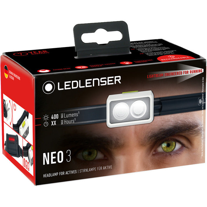 Ledlenser NEO3 Hodelykt 400 lumen – Hvit/Grønn