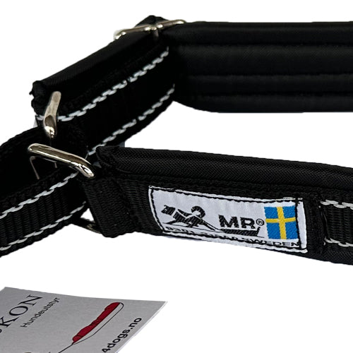 Halvstrup halsbånd til hund – polstret med refleks