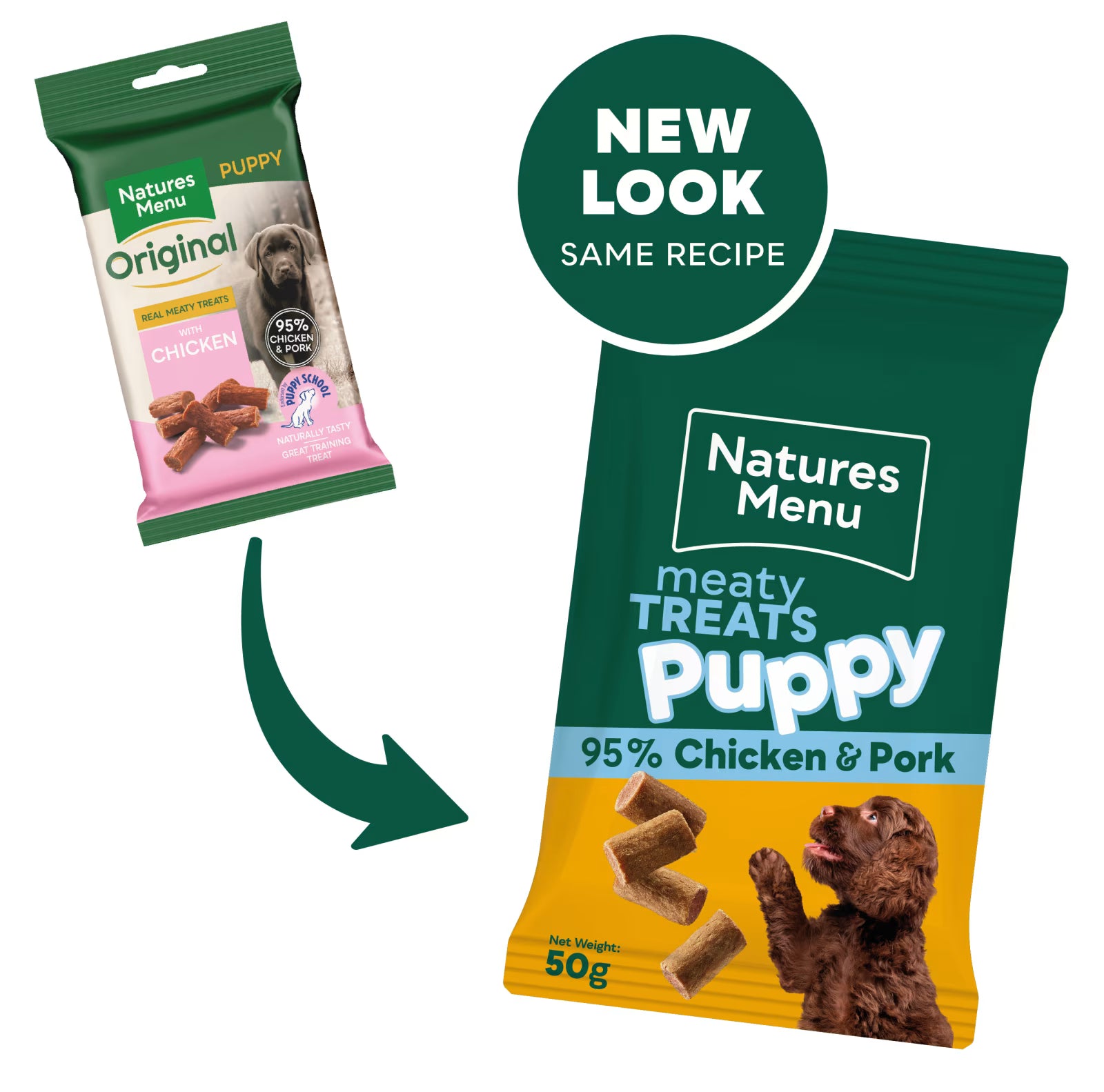 Natures Menu valpegodbiter med kylling og svinekjøtt 50 g