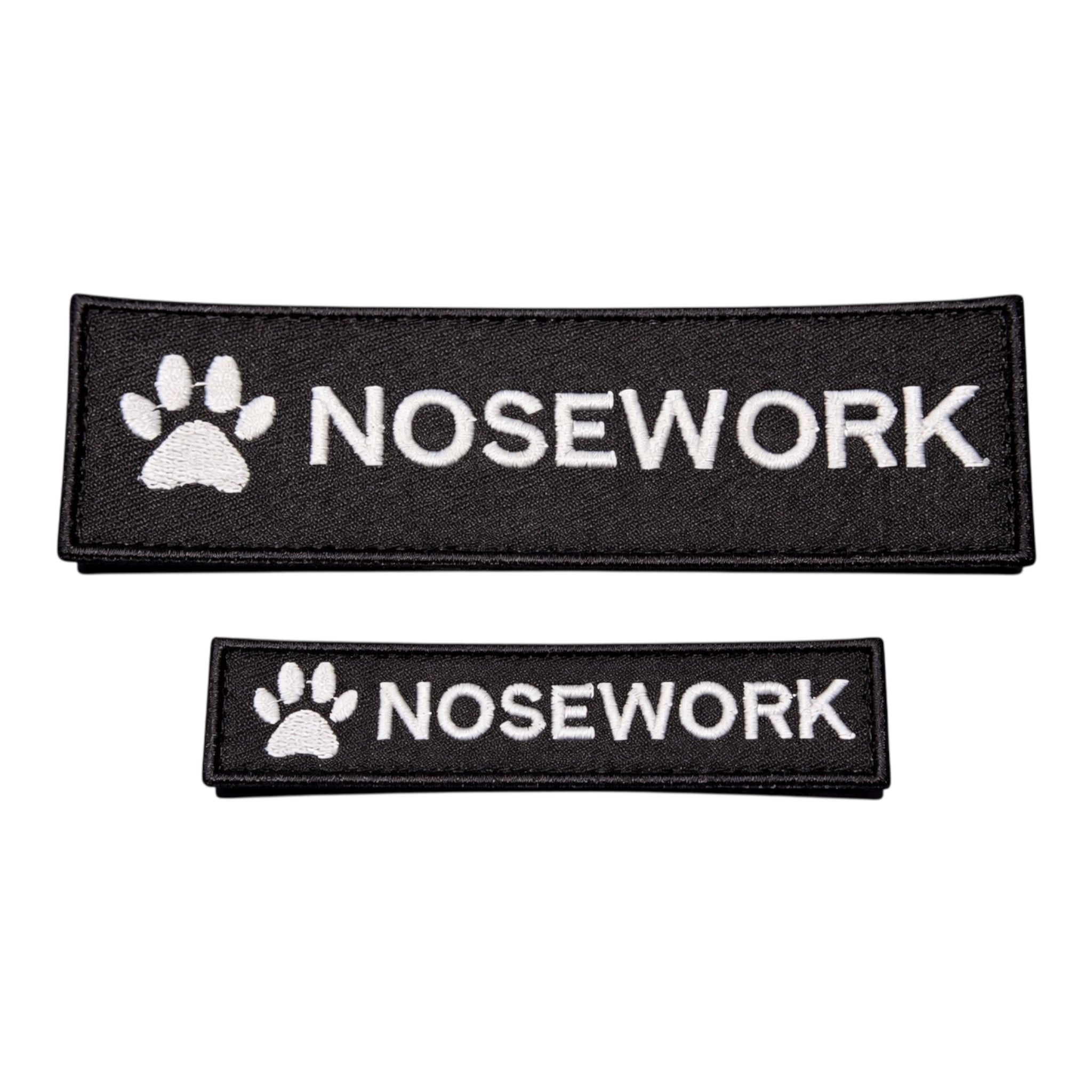 NOSEWORK merke til hundesele eller halsbånd  – borrelåsmerke i to størrelser