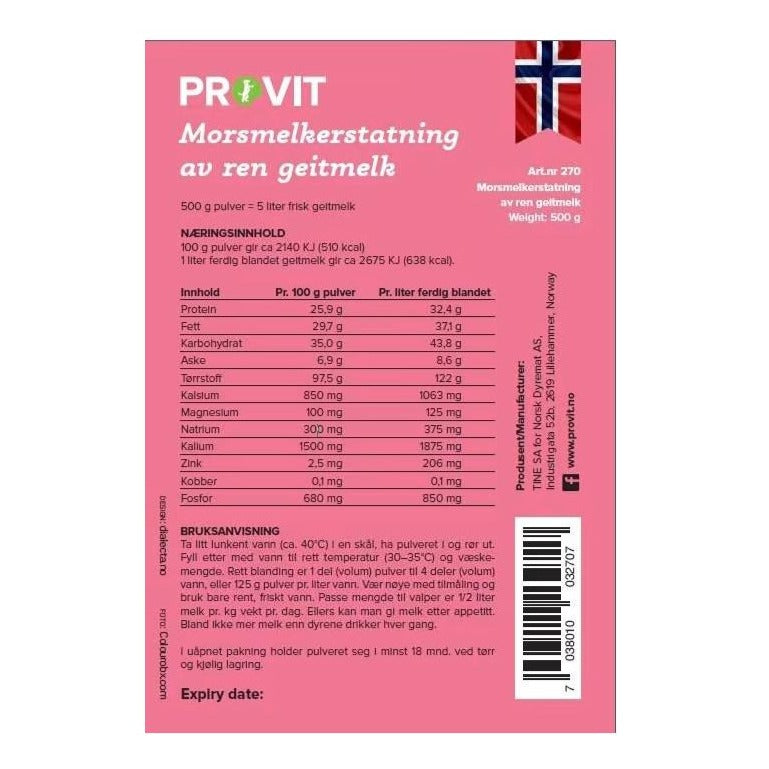 PROVIT geitemelk tørrmelk – næringsrikt tilskudd for valper og hunder