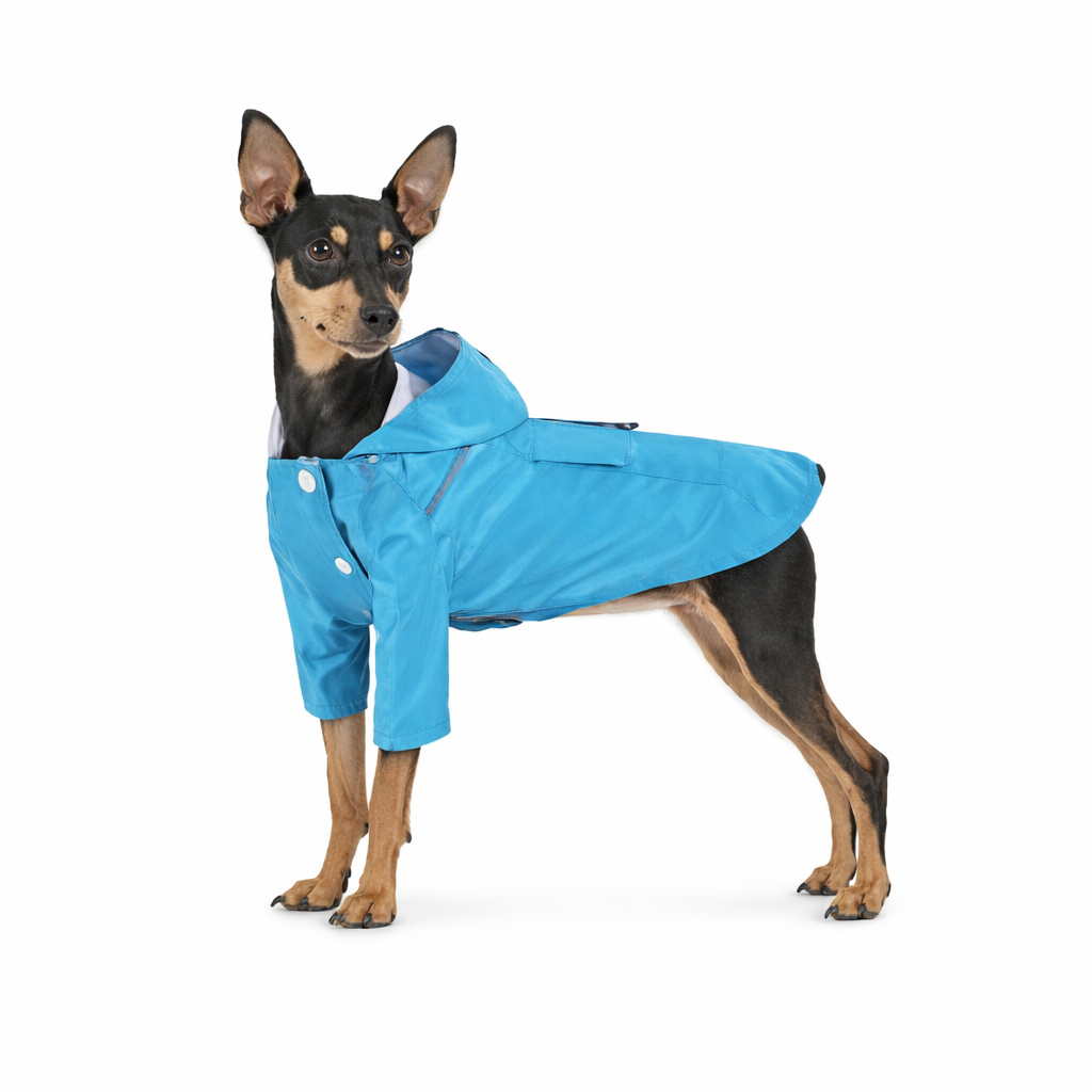 Regnjakke til hund med refleks – blå