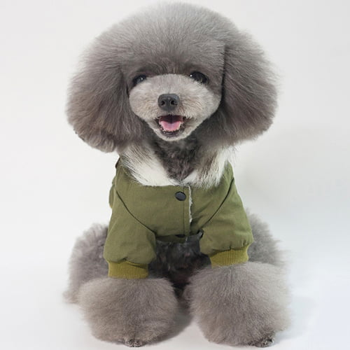 Parkas til hund – fôret jakke med hette (khaki/grønn)