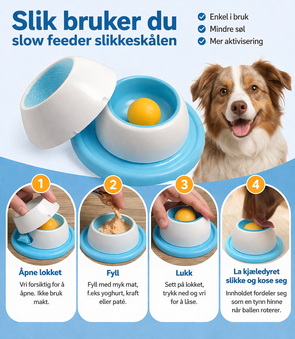 Slikkeskål med roterende ball