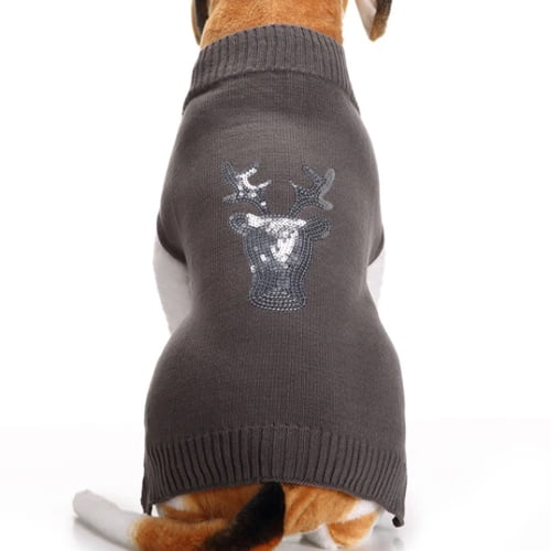 Strikket hundegenser med reinsdyrmotiv