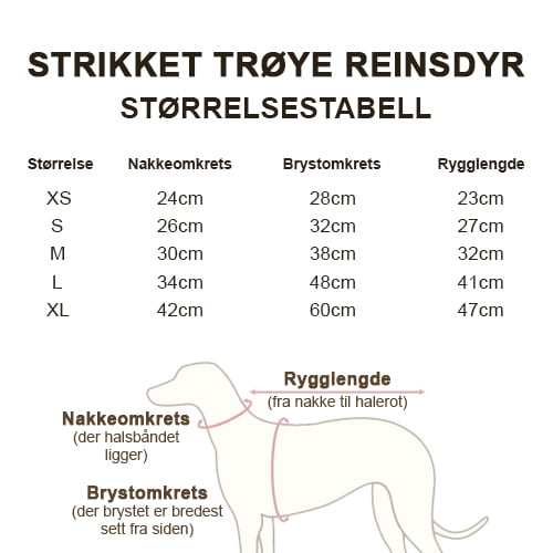 Strikket hundegenser med reinsdyrmotiv