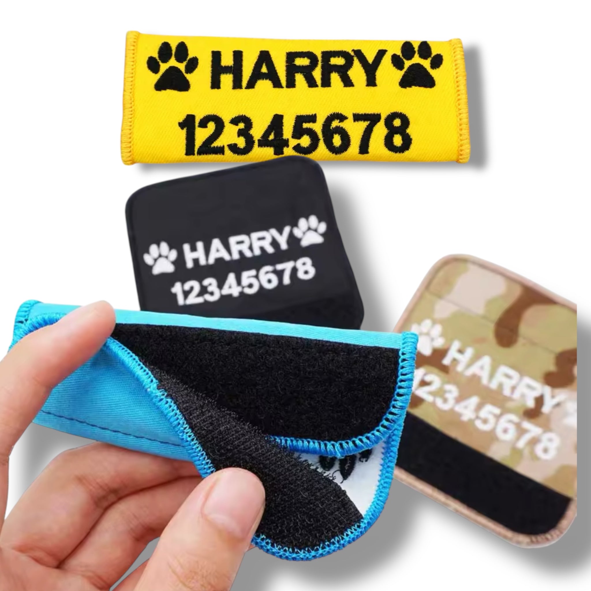 Personlig ID-merke for hund – Brodert patch med borrelås
