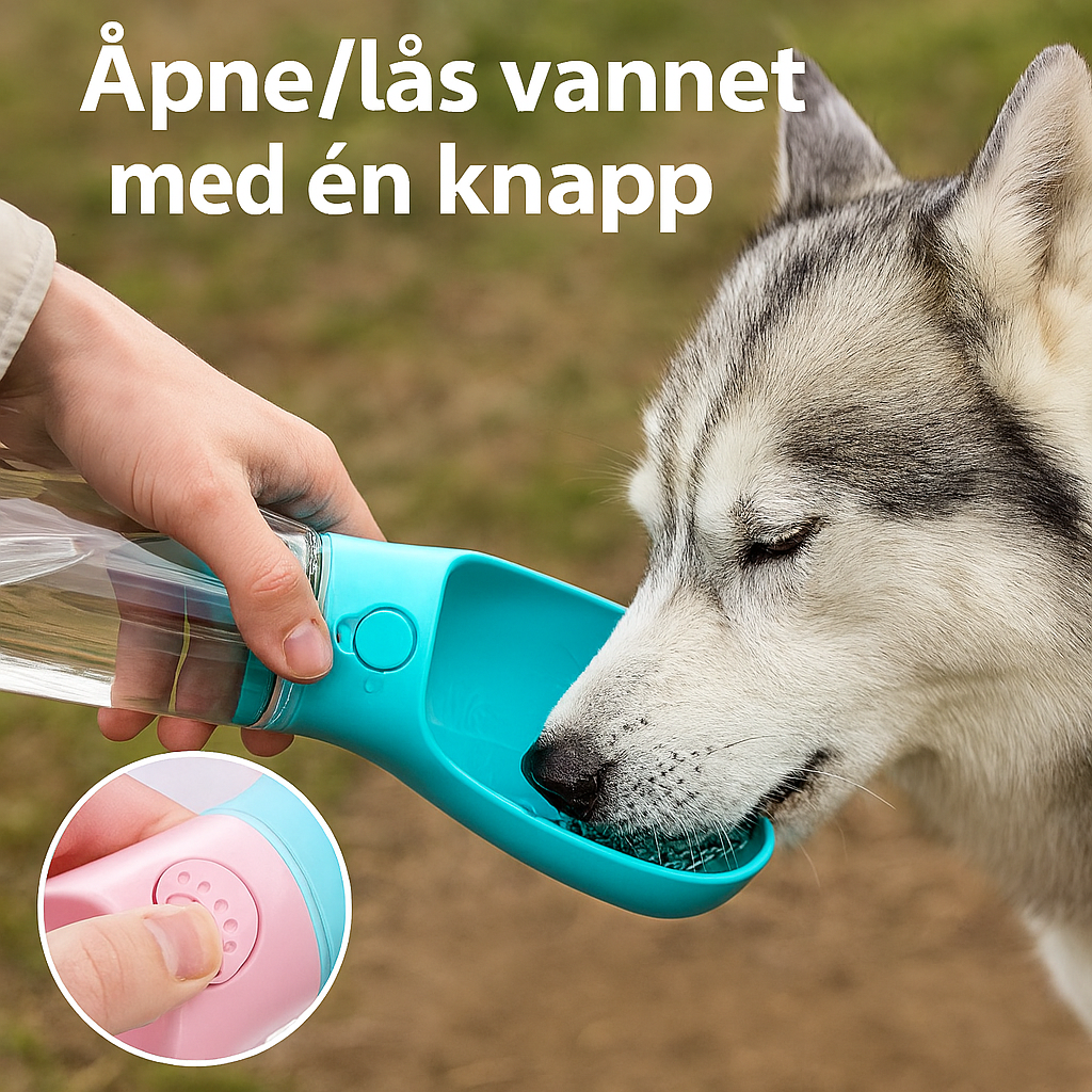 Bærbar vannflaske til hund