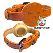Lærbånd med navn og AirTag-holder