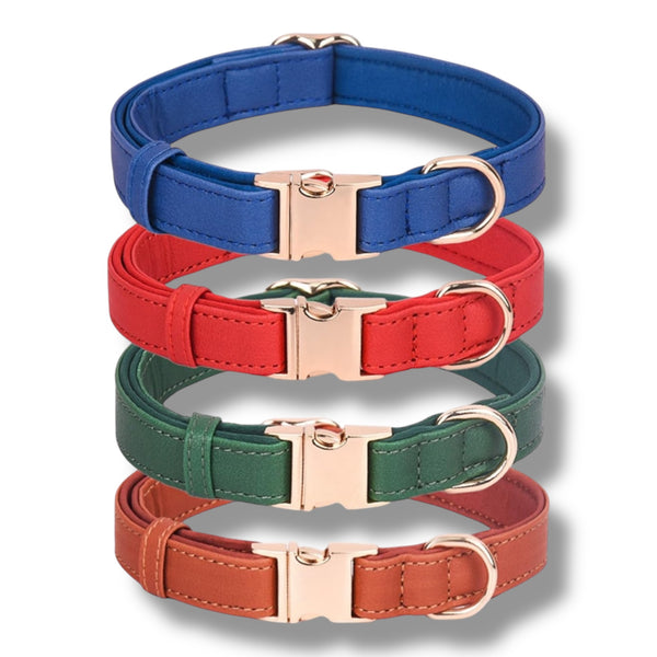 Hundehalsbånd i PU-lær med neopren innside – Flere farger