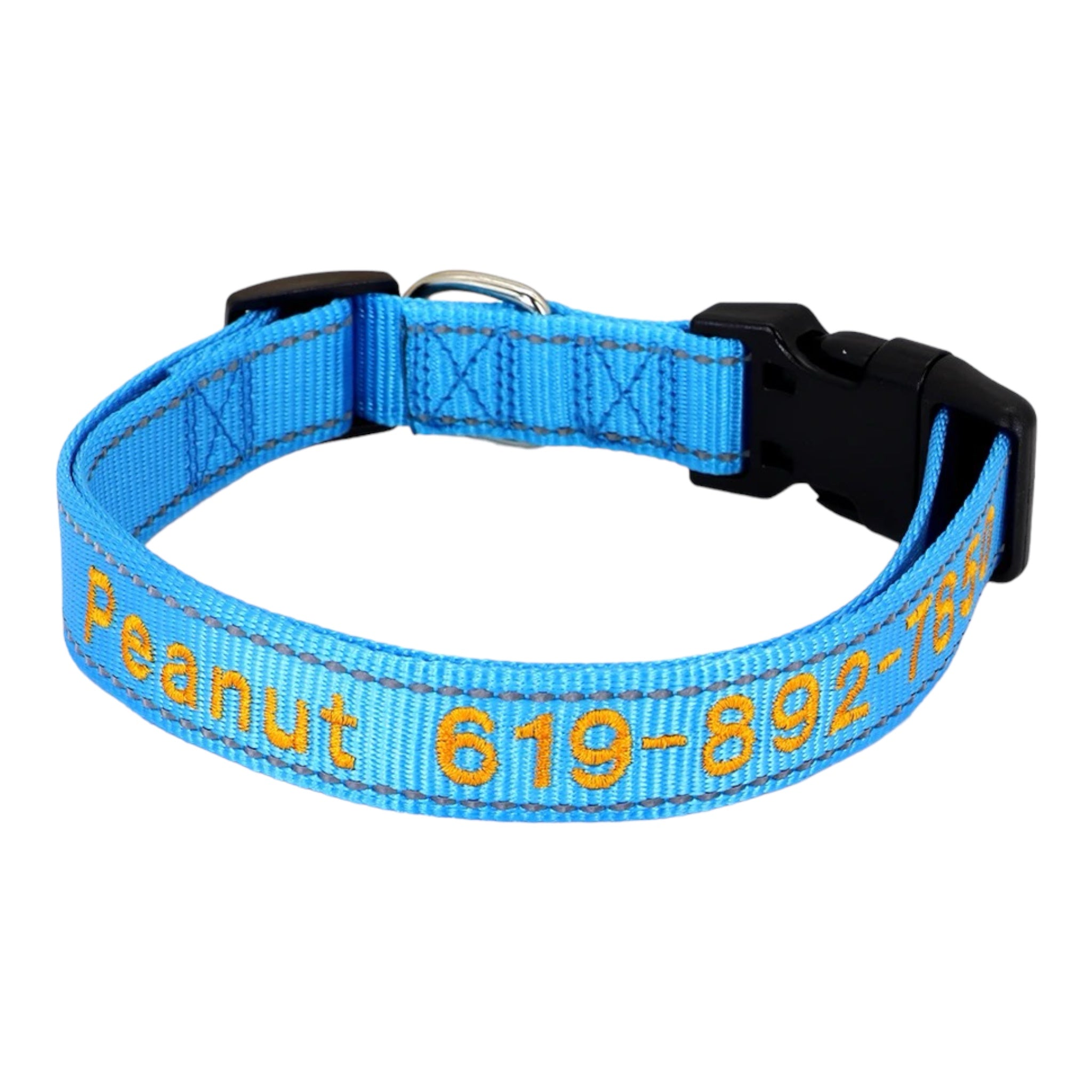 Hundehalsbånd med brodert navn i nylon