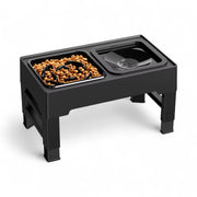 Hevet hundebar med justerbar høyde – slow feeder & anti-søl vannskål