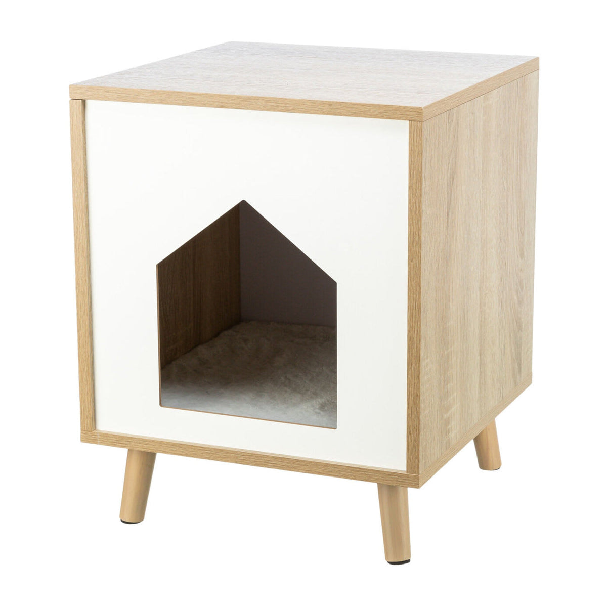 Hundehule Isa Soft Edition i treutseende, lysebrun og hvit, på hvit bakgrunn