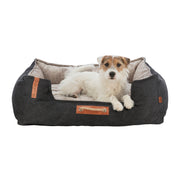 Hund i hundeseng Be Nordic i canvas og softplysj, sort og sand