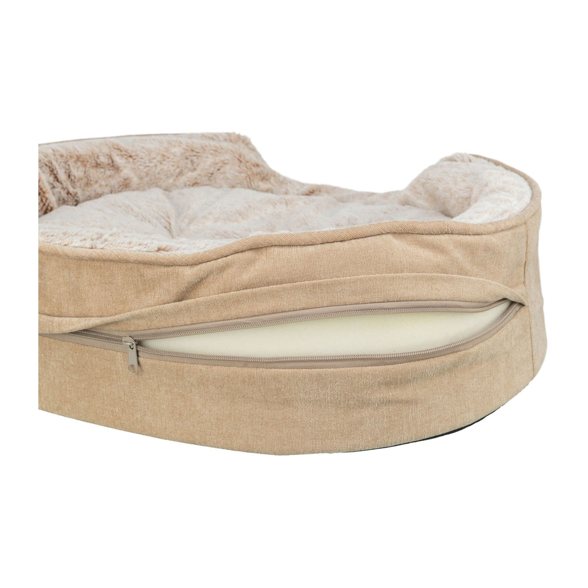 Nærbilde av ortopedisk hundeseng Lino Vital Soft fra Trixie, beige og krem