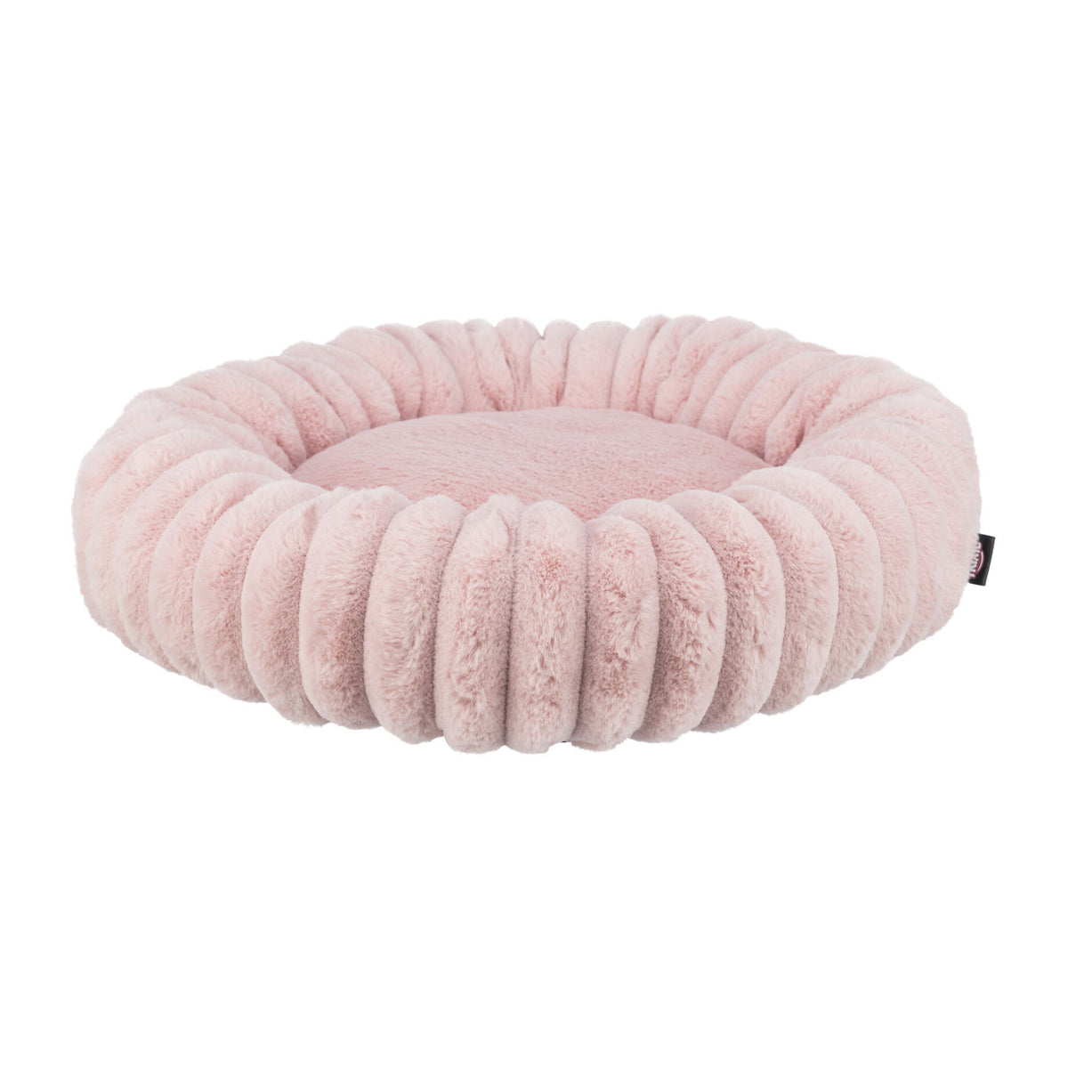 Hundeseng Lonni Soft Edition rund i plysj med avtakbart trekk, rosa, på hvit bakgrunn