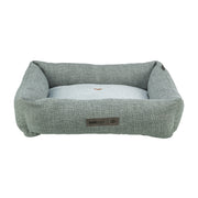Hundeseng Viviana Home Edition med broderi og avtakbart trekk, blå og grå, på hvit bakgrunn