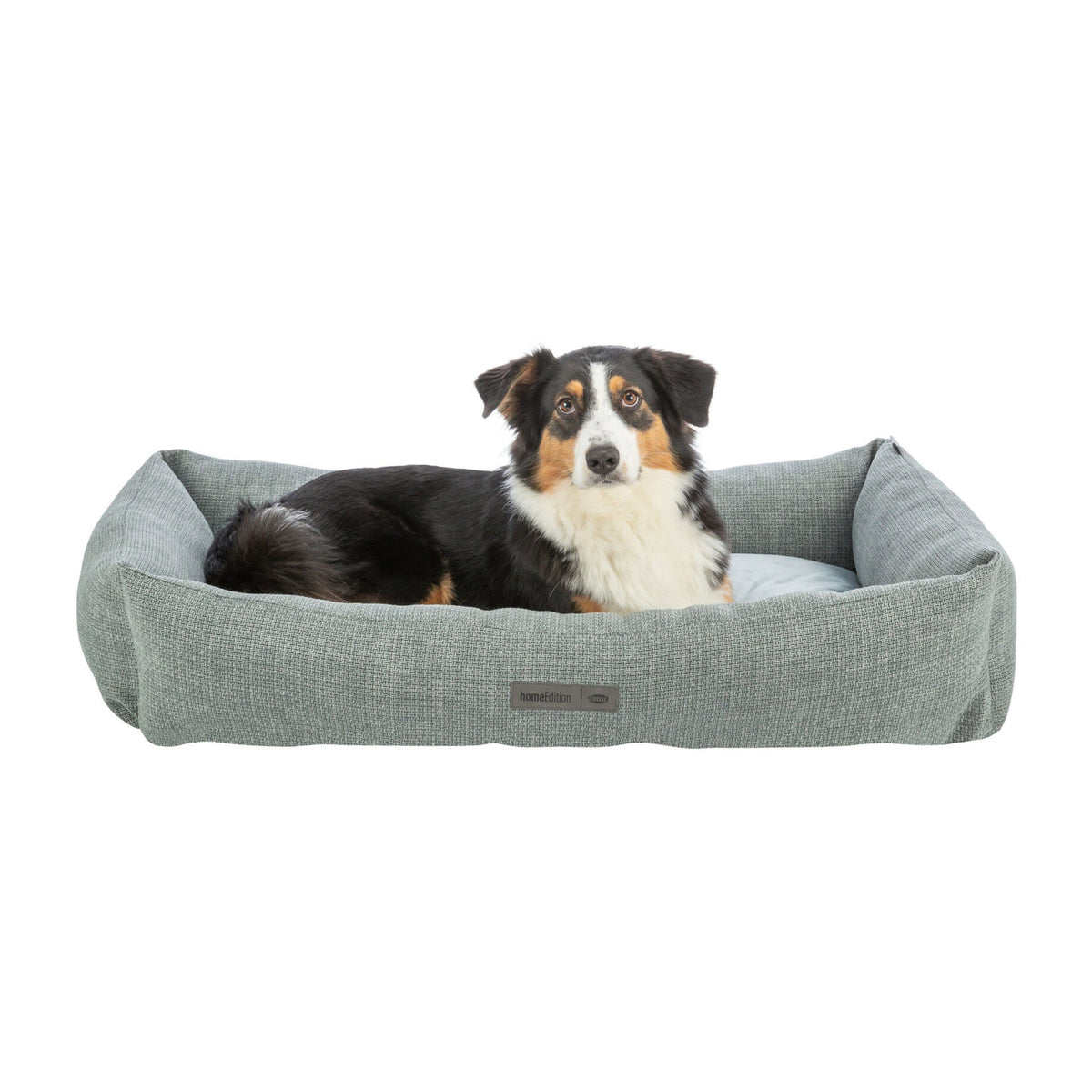 Hund i hundeseng Viviana Home Edition med broderi og avtakbart trekk, blå og grå