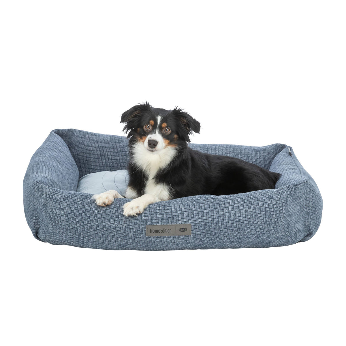 Hund i hundeseng Viviana Home Edition med broderi og avtakbart trekk, blå og lyseblå