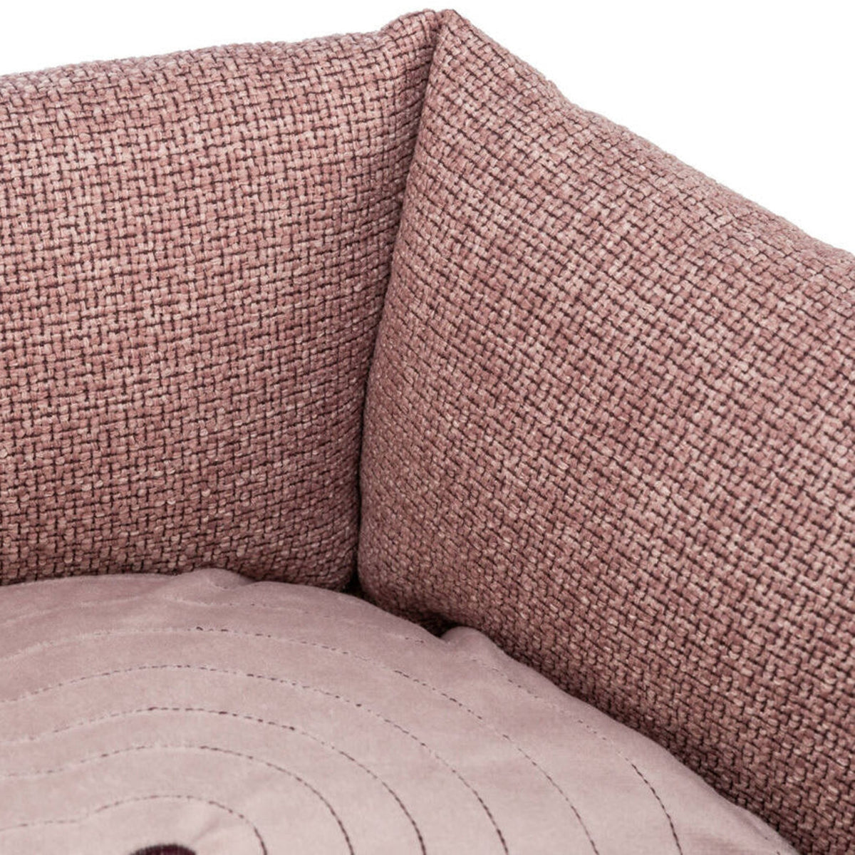 Nærbilde av hundeseng Viviana Home Edition rund med broderi, antikkrosa