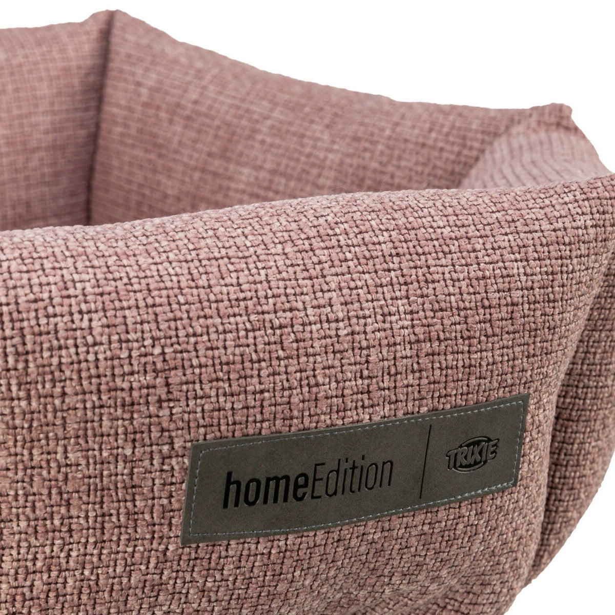 Nærbilde av hundeseng Viviana Home Edition rund med broderi, antikkrosa
